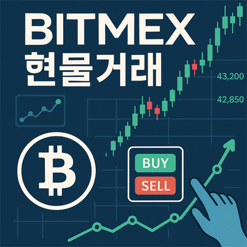 비트멕스 현물거래 화면, 비트코인 차트와 매수/매도 버튼이 있는 트레이딩 디자인